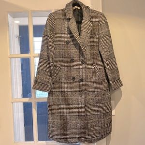Tweed dress coat - black, cream, tan